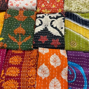 Lot de serviettes Kantha multi-usages faites à la main, couvre-visage, pour la maison, la cuisine, la salle à manger, la table de fête, nappe de dîner réutilisable - Product Image 3