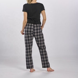 Black Charcoal <b>Plaid</b> Flannel Soft Summer Breathable Lightweight Women's <b>Pajama</b> Pants Plus Size - Product Image 4