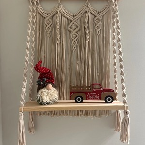 Wooden Macrame Wall Shelf Bohemian Hanging Shelf Ideal <b>For</b> Home <b>Decor</b> Storage Display Rack Plants Books And Other <b>Decor</b> <b>Items</b> - Product Image 6