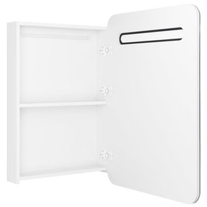 Armoire de salle de bain en MDF blanc brillant avec miroir LED et finition en verre mélaminé - Product Image 5