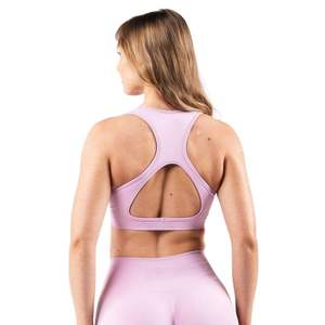 Top Deportivo Corto para Mujer con Logotipo Personalizado, Color Lila Rosado, Cuello Redondo, Sin Costuras, Acanalado, para Entrenamiento, Gimnasio, Ropa Deportiva, Venta al Por Mayor - Product Image 2