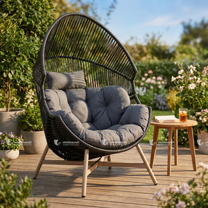 Premium Handcrafted Rattan <b>Egg</b> <b>Chair</b>, Sustainable Woven Lounge <b>Chair</b>, Artisan Designer Accent Seating for Home Decor - Product Image 2