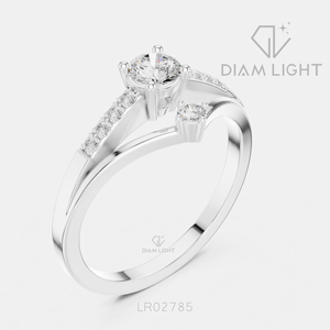 Bague de promesse en or blanc 14 carats avec diamant de laboratoire rond certifié IGI 0,25 carat, couleur F+, clarté VS+, pour femme, idéale pour un cadeau - Product Image 2