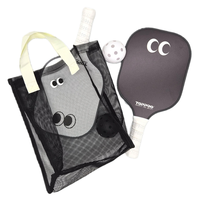 TOPPRO T7027 Nouveau design Ensemble de raquettes de pickleball en fibre de verre Noir et blanc Poignée en PU de qualité supérieure Noyau en polymère alvéolé découpé au laser Cristal