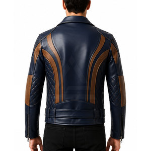 Luxury Leather <b>Biker</b> <b>Jacket</b> With Stand Collar Front Zipper And Soft Comfortable Fit For Casual Outdoor Lifestyle Wear - Product Image 4
