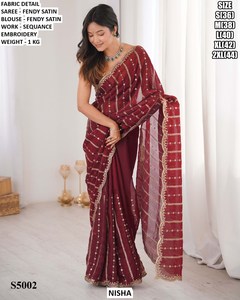 Sari vert impérial traditionnel pour les fêtes, idéal pour l'hiver et l'été, anti-humidité et infroissable - Product Image 3
