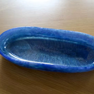 Plateau de rangement ovale en résine polie, fait main, de luxe moderne, pour aliments et légumes, avec bol, pour la maison et l'hôtellerie - Product Image 1