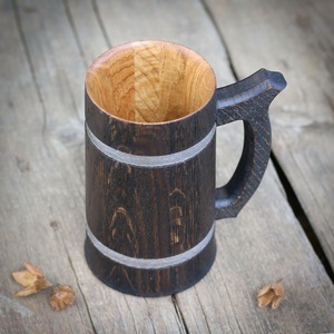 Eco-Friendly Polished Wooden Viking <b>Mug</b> with Hand Carved Engraving and Animal Design-Valentine's Day & Halloween Gift - Product Image 4