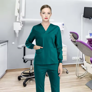 Ensemble de blouses médicales personnalisées à manches longues, uniforme d'hôpital pour médecins et infirmières, tissu respirant et doux, fabricant OEM - Product Image 1