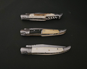 Cuchillo Plegable de Supervivencia Laguiole para Exteriores - Acero al Carbono y Mango de Hueso, Borde Parcialmente Serrado, Diseño Compacto para Camping y Senderismo - Product Image 3