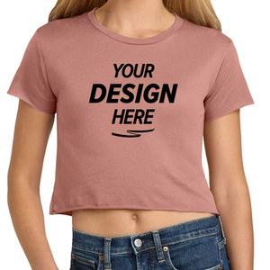 Wholesale Women <b>Crop</b> T-Shirt Summer Light Yellow Color Short Sleeve Cotton Spandex Slim Fit Elastic Cropped T Shirt Custom Brand - Product Image 1