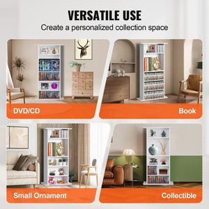 Mobiletto portaoggetti a 5 livelli per CD e DVD, scaffale regolabile per 240 CD, protegge e organizza musica, film e video - Product Image 6