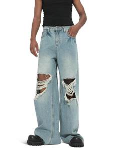 Manufacturer Direct Men's Wholesale Breathable Casual Dark Straight Solid Denim Jeans Embroidery for Summer Autumn Winter - Product Image 5