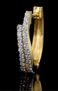 Élégantes boucles d'oreilles créoles Bali en diamant de laboratoire, finition or, boucles d'oreilles créoles de luxe pour femmes, à porter au quotidien, bijoux de fête - Product Image 5