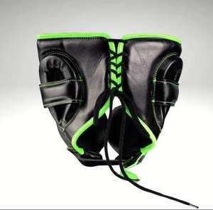 ชุดอุปกรณ์ชกมวยหนังแท้แบบมืออาชีพใหม่เอี่ยม พร้อมชุดป้องกันศีรษะและอวัยวะเพศ สีดำ-เขียวนีออน ผลิตในปากีสถาน - Product Image 3