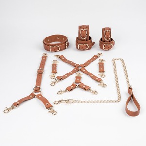 Premium Chrome Tanned Genuine Leather Restraints 11Pcs <b>Kit</b> Wholesale <b>Bondage</b> Fetish Gear Manufacturer RTTS-0030 - Product Image 3