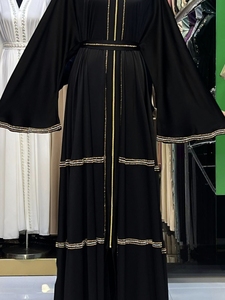 Hot sale Umbrella Abaya Modest Dubai Beaded Sequined <b>Long</b> Sleeve Muslim Traditional Handmade Wedding Women Breathable V Neck - Product Image 3