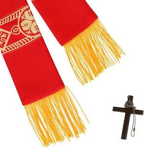 Vêtement liturgique de prêtre de haute qualité, couleur rouge, pour célébrant, robe d'église, vêtement de père de l'Église, robes de messe brodées avec étole - Product Image 2