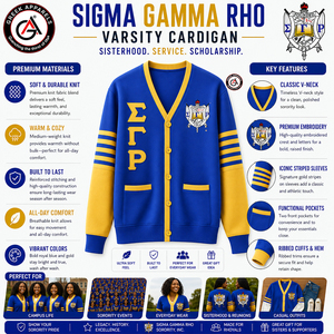 เสื้อคาร์ดิแกนไหมพรมอะคริลิคปักลาย Sigma Gamma Rho Sorority สำหรับผู้หญิงแบบเรียบง่าย |   งานออกแบบวินเทจตามสั่ง - Product Image 5