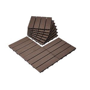Set di 27 Piastrelle Incastrabili per Pavimenti 12"x12" in Plastica Effetto Legno 27 Mq Pavimentazione per Esterni Impermeabile, Pavimento per Patio Resistente a Tutte le Condizioni Atmosferiche - Product Image 1
