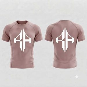 Camiseta de Compresión (Rash Guard) de Alta Calidad para Hombre, para MMA, con Logotipo Blanco, Manga Corta, Impresión por Sublimación, Secado Rápido, Spandex/Poliéster, Cuello Redondo - Product Image 1