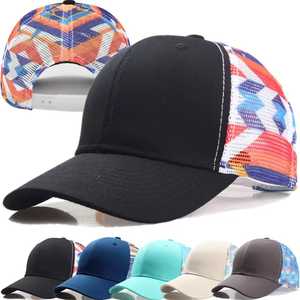 Unisex Breathable <b>Mesh</b> Baseball Cap Geometric Print Adjustable Size Casual Hat for Spring Summer Outdoor Use - Product Image 5