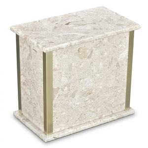 Elegante Urna Rectangular Blanca de Mármol Ecológica y Personalizable para Cenizas Humanas Adultas, Urna Funeraria Conmemorativa Hecha a Mano - Product Image 1