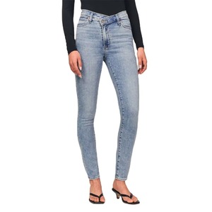 Jean droit long pour femme en denim 100 % coton, coupe droite, coupe-vent, écologique, séchage rapide, taille mi-haute, bouton et fermeture éclair sur le devant - Product Image 3