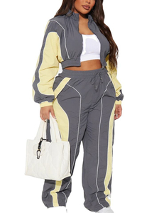 Ensemble survêtement coupe-vent et pantalon baggy pour femme, style Y2K, color block, streetwear, sportswear, fabrication sur mesure, marque privée - Product Image 3