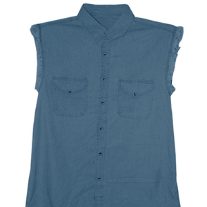 Mens Denim Sleeveless Shirt Casual Button Down Biker Vest Comfortable Cotton Fabric Fashionable Biker Denim Shirt For Men - Product Image 2