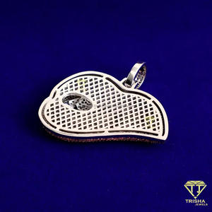 Premium Lip Shape Pendant Necklace in 925 Sterling Silver with Iced Out Moissanite Diamond Design - Product Image 2