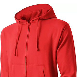 Sweat-shirt à capuche zippé en polaire rouge pour homme, coupe classique, couleur unie, avec poches, idéal pour l'automne - Product Image 4