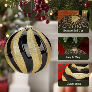 4 crochets de décoration suspendus blancs et argentés incassables avec 4 grandes boules de Noël de 6/150 mm, décorations pour arbre de Noël - Product Image 6