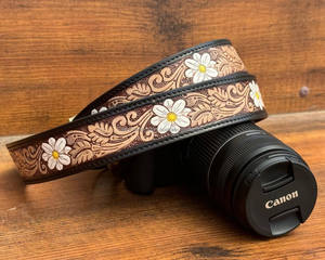 New Arrival 2025 Custom Hand Tooled Leather 4cm Wide Adjustable <b>Camera</b> Shoulder <b>Strap</b> Cowboy Leather Neck <b>Camera</b> <b>Straps</b> for DLSR - Product Image 4