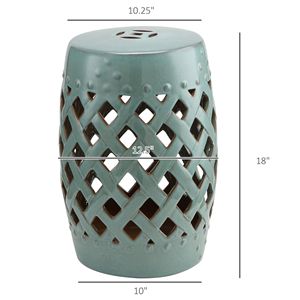 Taburete de Jardín de Cerámica Azul Antiguo con Diseño Elegante, Mesa Auxiliar Plegable para Muebles de Exterior, para Jardines y Patios - Product Image 3