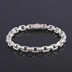 Pulsera de Diamantes Moissanite VVS de Corte Redondo para Hombre, Pulsera de Plata 925 con Incrustaciones de Diamantes, Estilo Hip Hop de Lujo para Uso Diario - Product Image 1