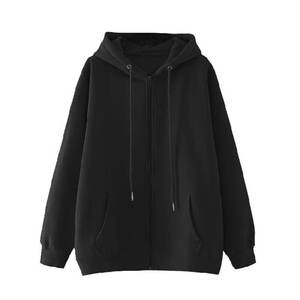 เสื้อฮู้ดซิปแบบยูนิเซ็กซ์ สีพื้น ทรงโอเวอร์ไซส์ สวมใส่สบายๆ สำหรับฤดูใบไม้ร่วง ผลิตจากผ้าฝ้ายถักแบบเฟรนช์เทอร์รี่ - Product Image 2