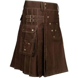 Handmade Cotton Jeans Fabric Utility Kilt For Men With Belt <b>Loops</b> Functional Pockets And Reinforced Stitch Lines - Product Image 5