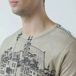 T-shirt en coton blanc à col rond et manches courtes pour homme avec bordure contrastée, coupe classique, jersey décontracté, couleur unie - Product Image 6