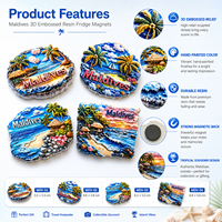 Aimant de réfrigérateur 3D en polyrésine peint UV, souvenirs de plage des Maldives tropicales, pour les boutiques de cadeaux des stations balnéaires, vente en gros