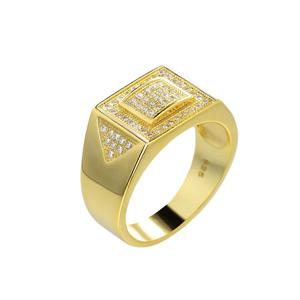 Anillo de Sello Geométrico de Lujo para Hombre, Plata 925 con Diamante Cultivado en Laboratorio, Diseño de Parte Superior Cuadrada, para Marcas de Joyería y Compradores Mayoristas - Product Image 1
