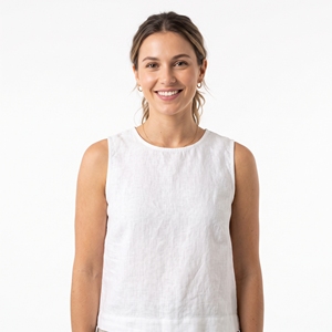 Blusa de Lino Ecológica para Mujer, Estilo Prairie Chic, Sin Mangas, Cuello en V, Corte Holgado, Transpirable, para Uso Diario - Product Image 4