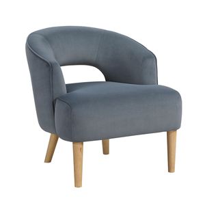 Fauteuil de salon contemporain de luxe, 1 pièce, style unique, fauteuil d'appoint en velours gris foncé avec pieds en bois massif - Product Image 1