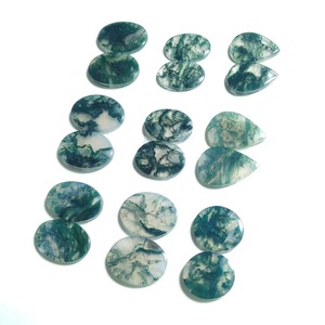 Par de Cabujones de Ágata Musgosa Natural, Formas y Tamaños Variados, Tallados a Mano, Gemas Sueltas para Joyería - Product Image 1