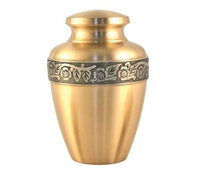 Radiance American Style Golden Brass Cremation Urn Silver Engraved Band <b>for</b> Human Adult <b>Ashes</b> Memorial Funeral <b>Keepsake</b> - Product Image 3