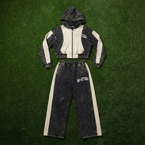 women tracksuit set cropped <b>hoodie</b> wide leg sweatpants two piece outfit acid wash tracksuit <b>rhinestone</b> <b>hoodie</b> zip up <b>hoodie</b> - Product Image 5