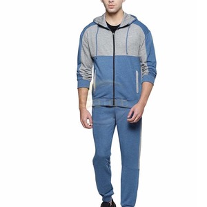 SAINT APPARELS Conjunto de Sudadera y Pantalones Deportivos para Hombre, Dos Piezas, con Bloques de Color, Capucha y Cierre de Cremallera, 100% Algodón, Tejido de Rizo, Estilo Vintage, Transpirable - Product Image 1