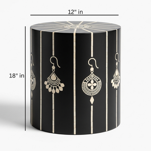 Mesa Auxiliar de Lujo con Incrustaciones de Meena, Hecha a Mano, Color Personalizado, Patrón de Hueso, Mesa Auxiliar de MDF Premium con Acabado Esmaltado para Dormitorio - Product Image 2