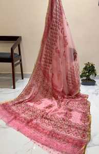 Sari en Chiffon Double Diamant Imprimé au Bloc de Qualité Supérieure avec Pièce de Blouse Assortie, Sari en Chiffon Double Diamant Doux et Léger - Product Image 3
