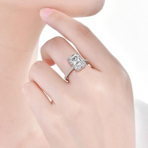 High Quality Classic VVS Moissanite Rhodium Plated <b>Resizable</b> Round Brilliant Cut Engagement <b>Ring</b> for Unisex - Product Image 2